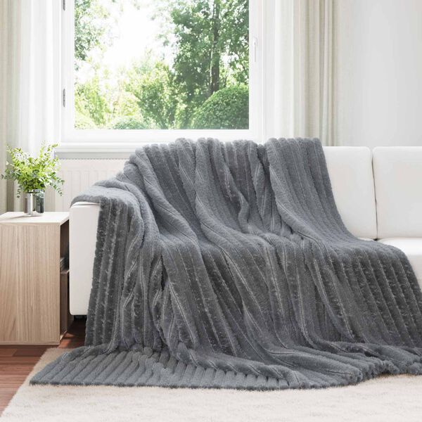 vidaXL Coperte da Pile 6 pcs Grigio scuro 240 x 220 cm Panno
