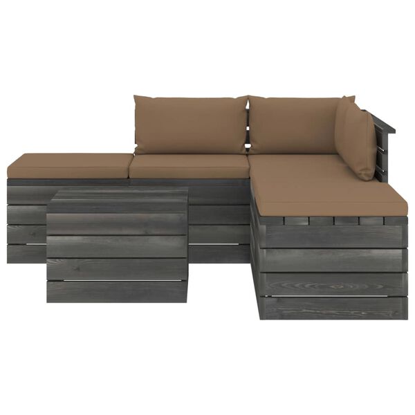 vidaXL Set Divani da Giardino su Pallet 6 pz con Cuscini Massello Pino