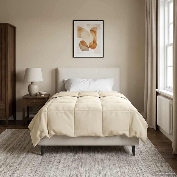 vidaXL Piumone Completo Annuale Crema 155 x 200 cm Microfibra