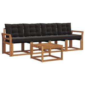 vidaXL Set di divani da esterno 5 pz Naturale e Nero