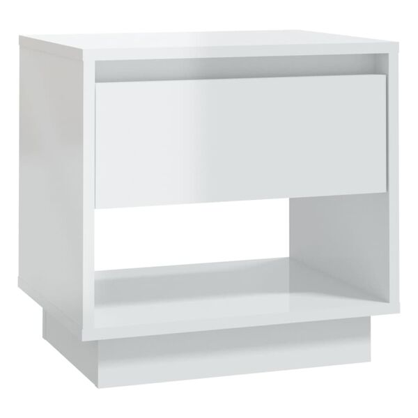 vidaXL Comodino Bianco Lucido 45x34x44 cm in Truciolato