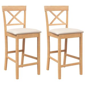 vidaXL Sgabelli da Bar con Cuscini 2pz Naturale Legno Massello Hevea