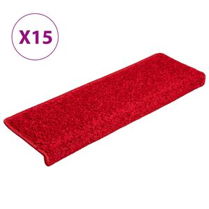 vidaXL Tappetini per scale 15 pz 65x21x4 cm Rosso Bordo rettangolare