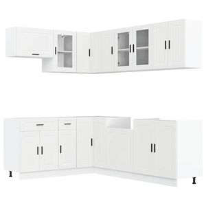 vidaXL Set Mobili da Cucina 11 pz Porto Bianchi Legno Multistrato