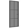 vidaXL Porta Interna 83x201,5 cm Nera in Vetro ESG e Alluminio