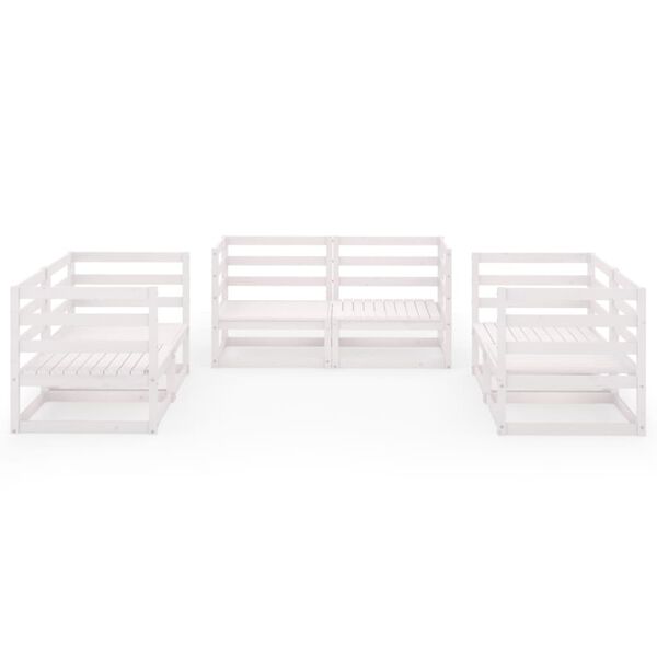 vidaXL Set Divani da Giardino 6 pz Bianco in Legno Massello di Pino