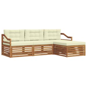 vidaXL Set di divani da esterno 4 pz Naturale e Crema