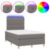 vidaXL Letto a Molle Materasso e LED Grigio Scuro 120x190cm in Tessuto