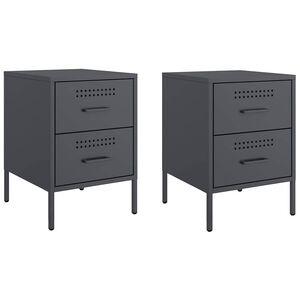 vidaXL Comodini 2 pz Antracite 36x39x50,5 cm in Acciaio