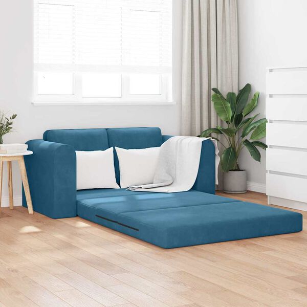 vidaXL Divano letto 60cm Blu Velluto