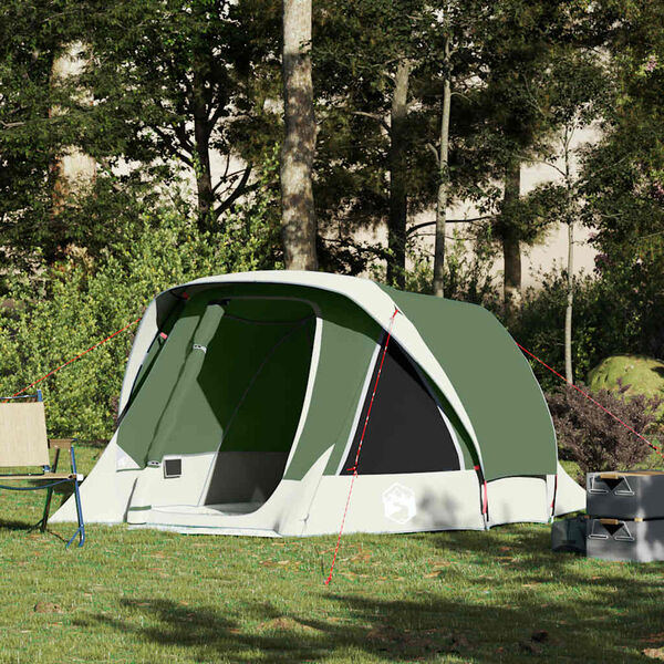 vidaXL Tenda da Campeggio a Cabina per 4 Persone Verde Impermeabile
