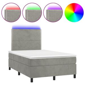 vidaXL Letto a Molle Materasso e LED Grigio Chiaro 120x190 cm Velluto