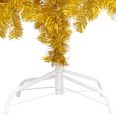 vidaXL Albero di Natale Preilluminato con Supporto Oro 120 cm in PET