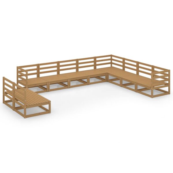 vidaXL Set Salotto da Giardino 10pz Marrone Ambra Legno Massello Pino