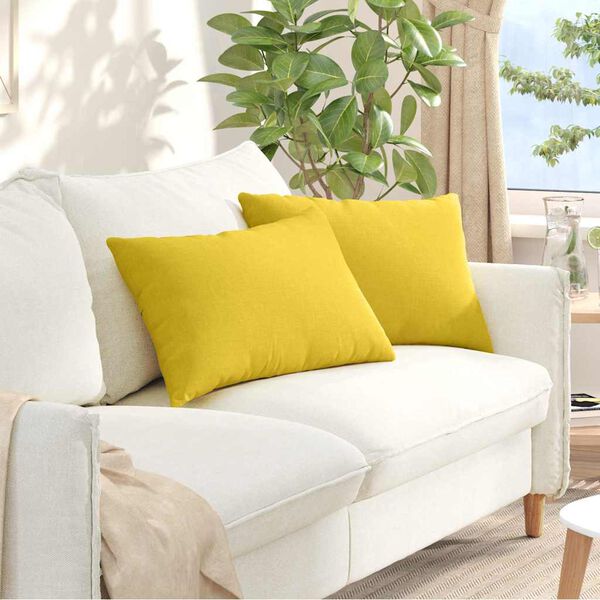 vidaXL Cuscini da Divano 2 pcs Giallo Chiaro 60 x 40 cm Tessuto