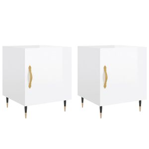 vidaXL Comodini 2 pz Bianco Lucido 40x40x50 cm in Legno Multistrato