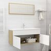 vidaXL Set Mobili Bagno 2pz Bianco e Rovere Sonoma Legno Multistrato