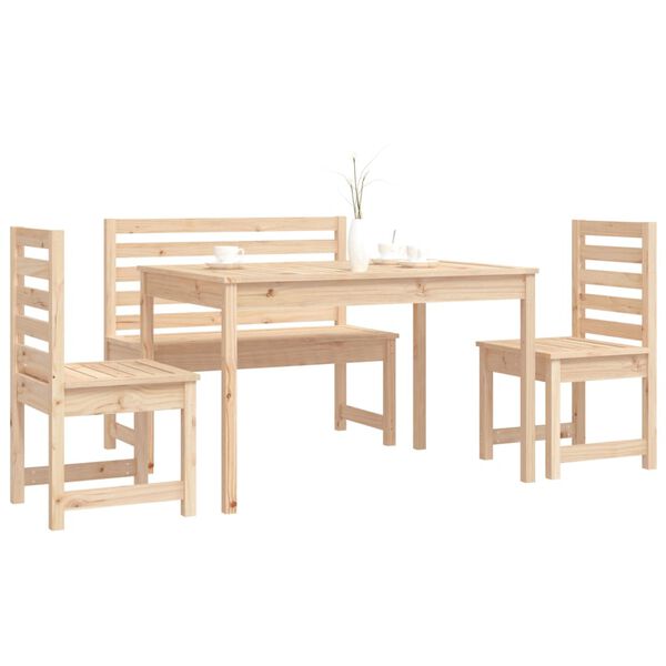 vidaXL Set da Pranzo per Giardino 4 pz in Legno Massello di Pino
