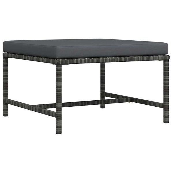 vidaXL Poggiapiedi Modulare con Cuscino in Polyrattan Grigio