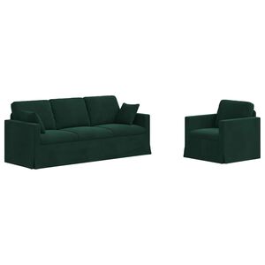 vidaXL Set di divani 2 pcs Verde Scuro 198 x 78 x 80 cm Velluto