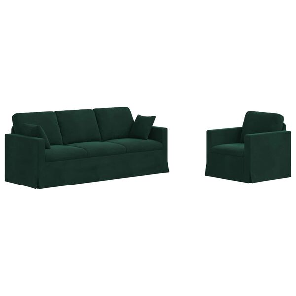 vidaXL Divano 2 pcs Verde Scuro 198 x 78 x 80 cm Velluto