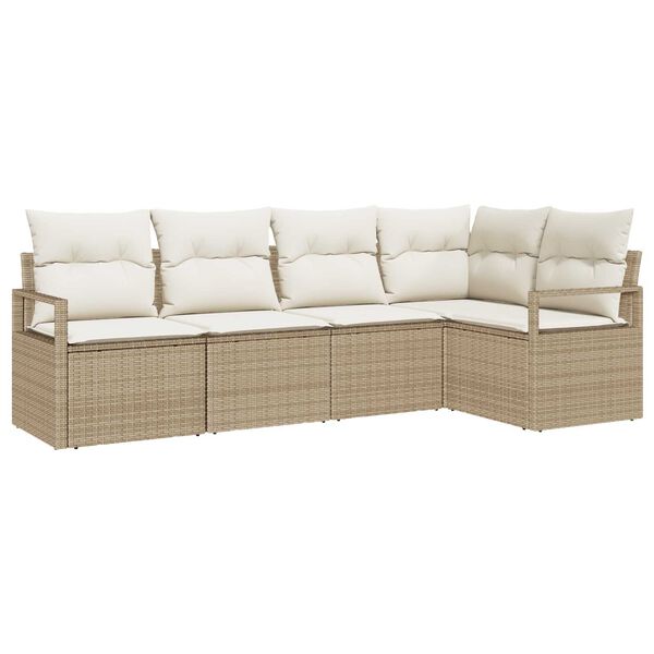 vidaXL Set di divani con cuscino 5 pcs Beige polyrattan
