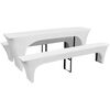 3 Fodere Elasticizzate Tavolo da Birra e panchine Bianche 220x50x80cm