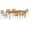 vidaXL Set da Pranzo per Giardino 7 pz Beige Legno di Acacia Massello