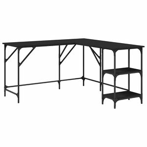 vidaXL Scrivania Nera 139x139x75 cm in Legno Multistrato