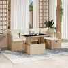 vidaXL Set Divano da Giardino 6 pz con Cuscini Beige in Polyrattan
