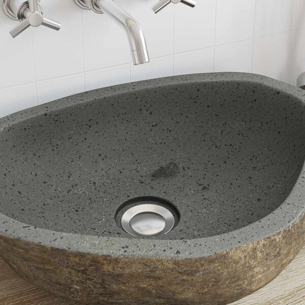 vidaXL Basin in pietra fluviale Grigio chiaro 52 x 40 x 15 cm