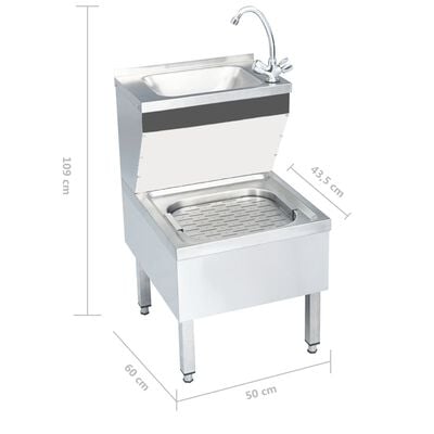 Lavello Indipendente In Acciaio Inox 304 Con Rubinetto, 38x32 Cm, Per Garage, Cucina E Campeggio