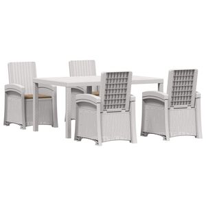 vidaXL Set da Pranzo per Giardino 5 pz Bianco e Tortora PP
