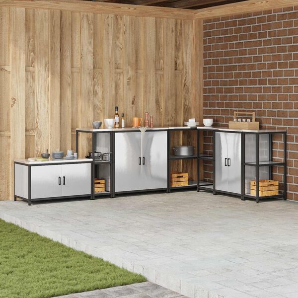 vidaXL Stoccaggio in cucina Argento 60 x 50 x 92 cm Acciaio