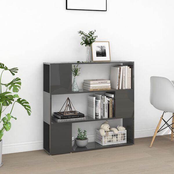 vidaXL Libreria/Divisorio Grigio Lucido 100x24x94 cm