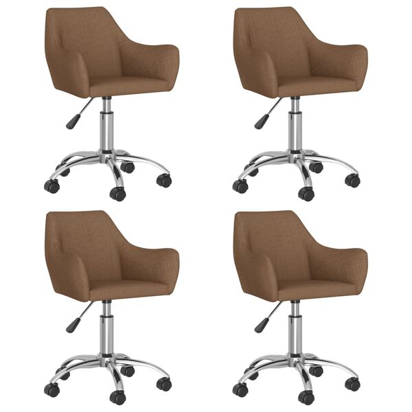 vidaXL Sedie da Pranzo Girevoli 4 pz Marroni in Tessuto