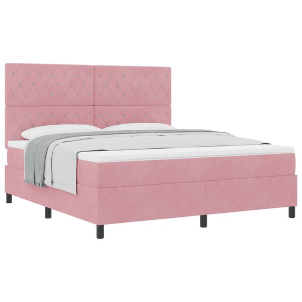 vidaXL Letto a molle con materasso Rosa 180 x 200 cm Velluto