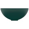 vidaXL Lavandino Lusso Rotondo Verde Scuro Opaco 32,5x14 cm Ceramica