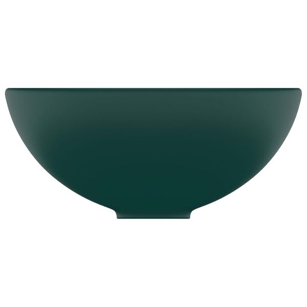 vidaXL Lavandino Lusso Rotondo Verde Scuro Opaco 32,5x14 cm Ceramica