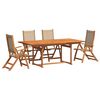 vidaXL Set Pranzo da Giardino 5pz Legno Massello di Acacia e Textilene
