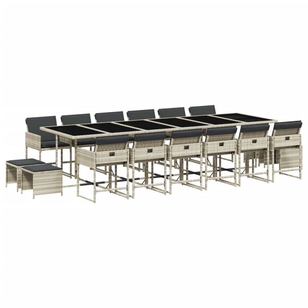 vidaXL Set da Pranzo da Giardino 17pz con Cuscini Grigio in Polyrattan