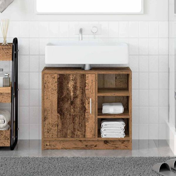 vidaXL Mobile da Bagno Legno vecchio 63 x 29 x 55 cm Legno multistrato