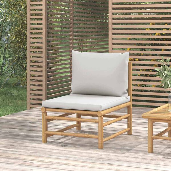 vidaXL Divano Centrale da Giardino con Cuscini Grigio Chiaro Bamb&ugrave;
