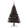 vidaXL Albero di Natale artificiale con luci integrate Nero 120 cm PVC