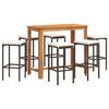 vidaXL Set Bar Giardino 7pz Marrone Legno Massello Acacia e Polyrattan