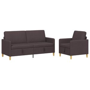 vidaXL Set di Divani con Storage 2 pz Marrone Scuro Poliestere