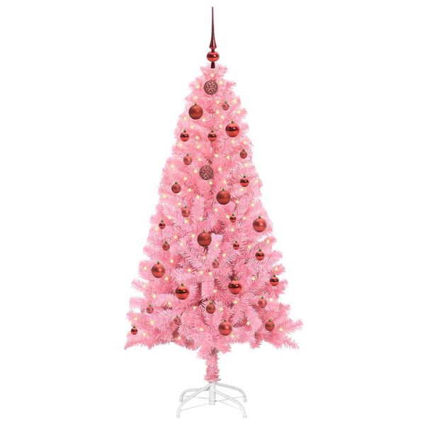 vidaXL Albero di Natale con 150 LED con supporto Rosa 150 cm PVC