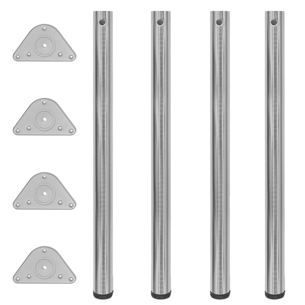 vidaXL Set Gambe Tavolo 4 pz in Nickel Spazzolato Regolabili 870 mm