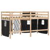 vidaXL Letto a Soppalco Bambini con Tende Bianco e Nero 90x190 cm Pino