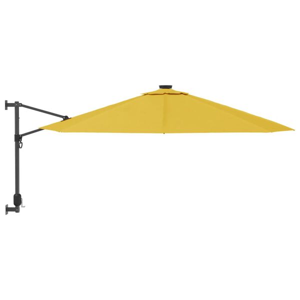 vidaXL Ombrellone a Parete con LED Giallo 290 cm